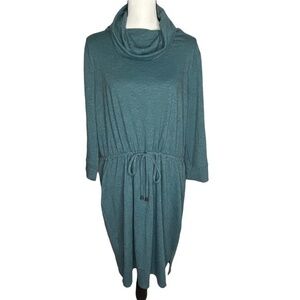 Sonoma Dress Emerald Pool The Soft Touch Dress Cowl Neck Drawstring Midi Size XL
